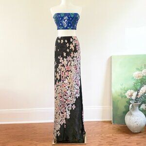 Maxi Chiffon Skirt Reversible Womens Small Floral  Whimsical Fairy Romantic Y2K